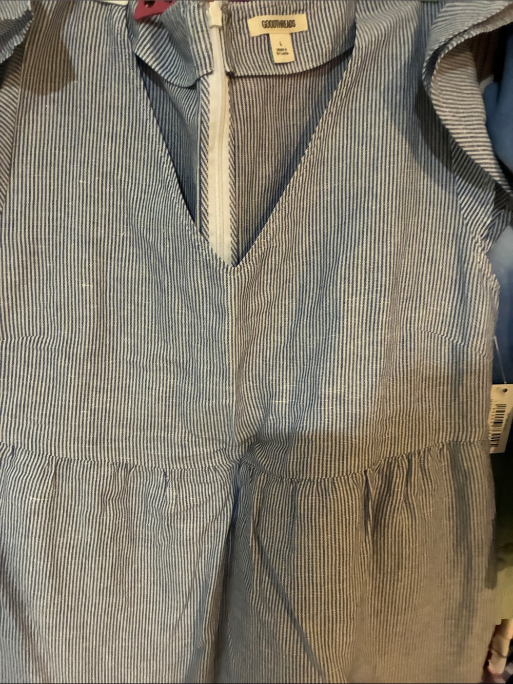 Goodthreads Blue and White Pinstripe Button-Up Shirt